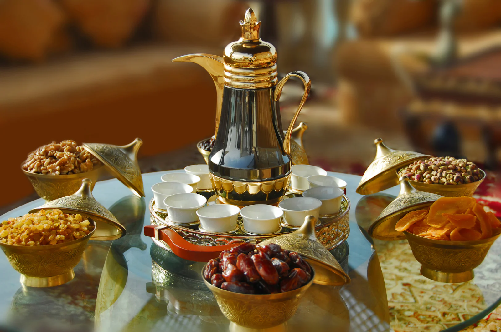 Traditional Saudi coffee and dates along with other nuts - (Credits SAKI)