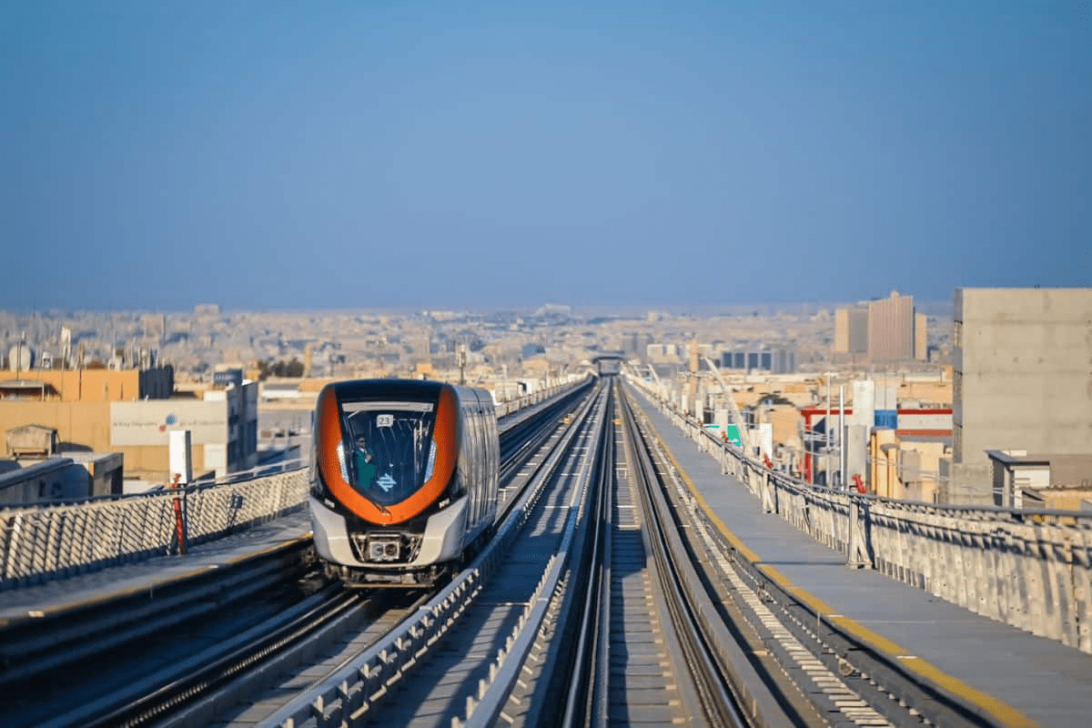 The Orange Line of Riyadh Metro on its track - (Credits Arabian Business)